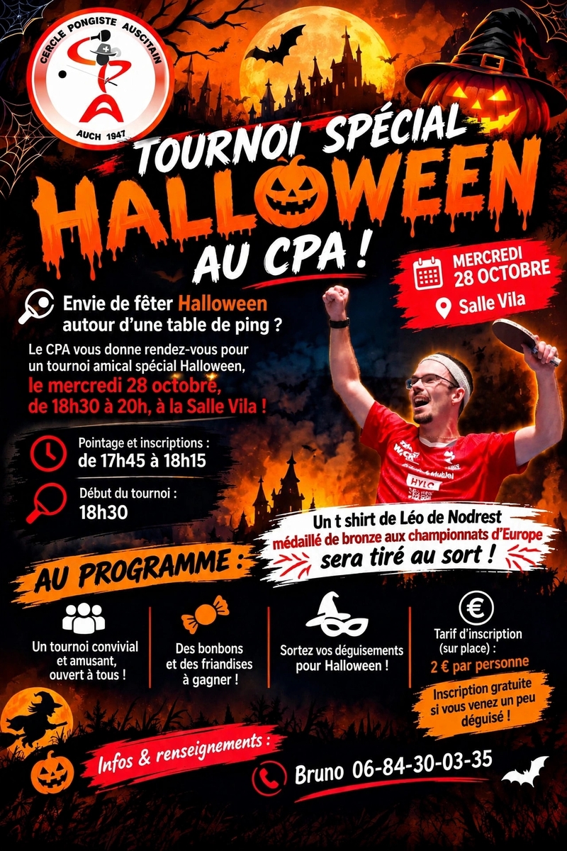 TOURNOI AMICAL HALLOWEEN 28 Octobre de 18h30-20h