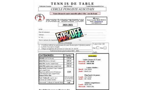 SOLDES de Mi Saison : nos licences -50% au CP Auch 