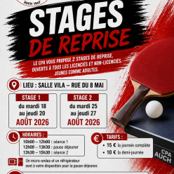 Reprise d'entrainements (STAGE) + infos 2026-2027